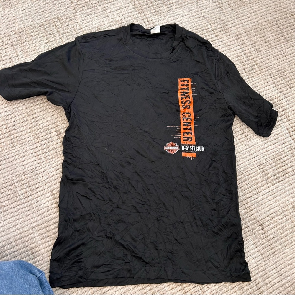 Sport-Tek Black and Orange Harley Davidson Fitness Center Tee dry fit